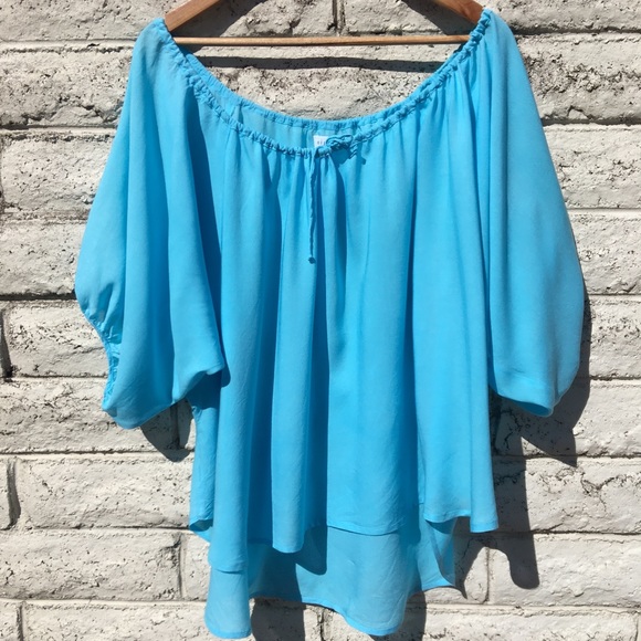 ⭐️Host Pick⭐️ Nigella Lola Short Peasant Top, Light Blue - One Size NWOT - Picture 6 of 16